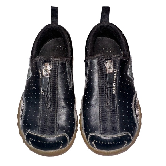 Merrell Other - Merrell Barrado Black Brown Leather Slip On Zip Up Walking Hiking Shoes Size 9